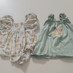 Disney Baby Green and Cream Outfits